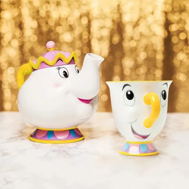 【Paladone UK】Disney 迪士尼 茶壺太太＆阿奇 造型茶具禮盒套組(茶壺太太/茶壺/杯子 /造型杯壺組)