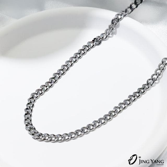 【JING YANG 晶漾】白鋼項鍊百搭簡約鏈條款53cm(生日禮物男女送禮)