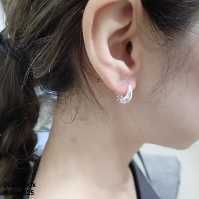 【海洋盒子】母親節禮物 可愛亮面洞洞針式易扣925純銀耳環(圈圈耳環)