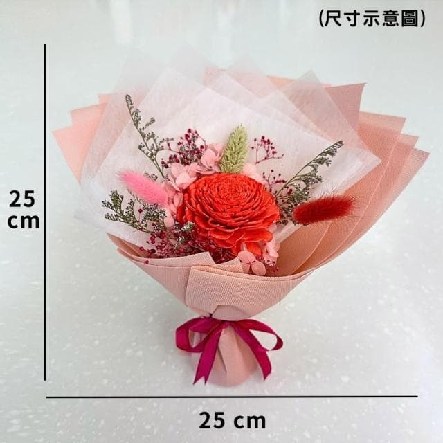 【A-ONE 匯旺】天然松果花束 索拉擴香花 畢業禮物 永生花束 乾燥花 太陽玫瑰花束
