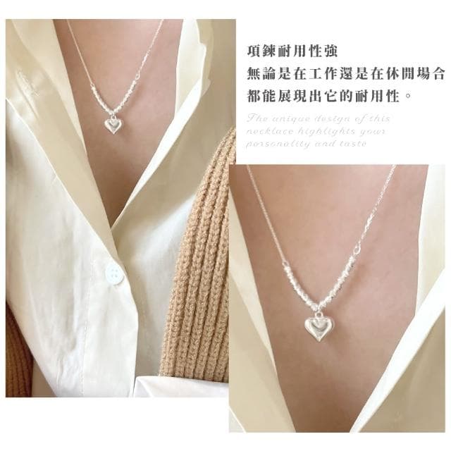 【質感女孩】S925純銀愛心轉珠項鍊(高級 設計感 穿搭 頸鍊 短鍊 配件 禮物)