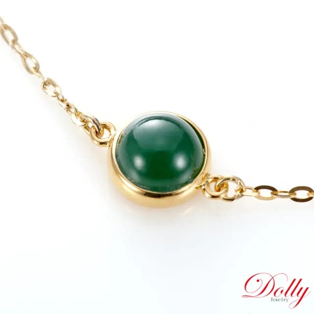 【DOLLY】情人節禮物 18K金 緬甸滿綠翡翠黃K金手鍊(母親節 情人節 交換禮物首選)