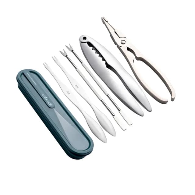 【PUSH!】餐具用品 吃蟹工具豪華6件套 螃蟹 大閘蟹工具 蟹針 蟹夾(吃螃蟹工具 蟹 大閘蟹 D248)