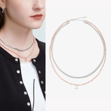 【agnes b.】bijoux Mini Pearl系列純銀珍珠項鍊(銀色)