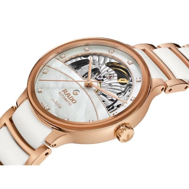 【Rado 雷達表 官方授權】Centrix 晶萃鑽石開芯陶瓷機械女錶-35mm R03推薦 送禮 禮物 推薦(R30029922)