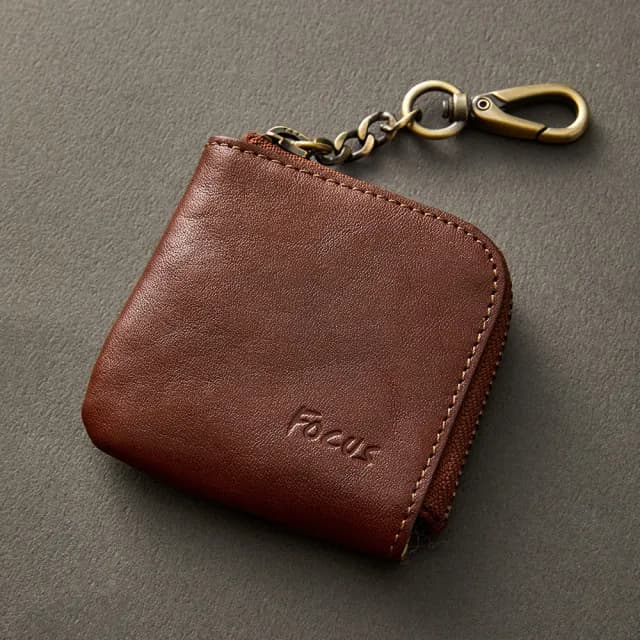 【FOCUS】經典原皮迷你方形拉鍊零錢包/復古小錢包(真皮包包 真皮零錢包FTA0092)