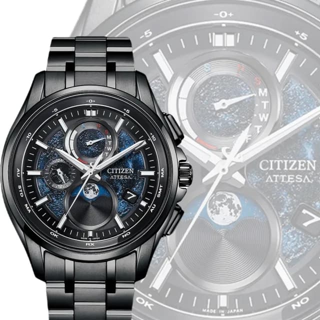 【CITIZEN 星辰】HAKUTO-R 限量 鈦金屬 月相光動能電波腕錶(BY1008-67L 父親節禮物)
