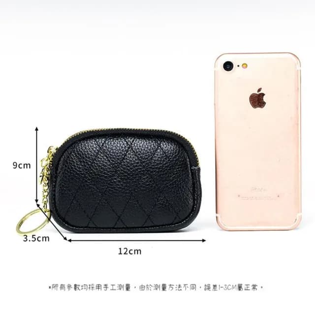 【MoonDy】雙11 包包 零錢包 雙拉鏈零錢包 真皮包包 零錢包 牛皮零錢包 雙層零錢包 菱格零錢包