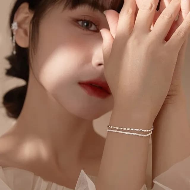 【KT DADA】雙層手鍊 閨蜜手鍊 送禮 女友禮物 生日禮物 手環 飾品配件 女生手鍊 S925純銀手鍊 串珠手鍊