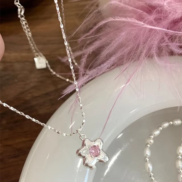 【KT DADA】包包 鎖骨項鍊 不規則項鍊 女生生日禮物 情侶禮物 純銀項鍊 星星項鍊 合成鑽石項鍊 ins項