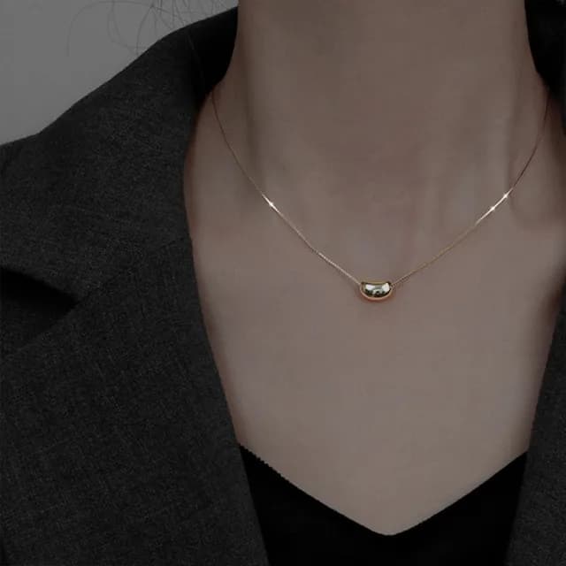 【KT DADA】女項鍊 短鍊 鎖骨鍊 S925純銀項鍊 韓國項鍊 相思豆項鍊 豌豆項鍊 水滴項鍊 閨蜜項鍊 女友禮