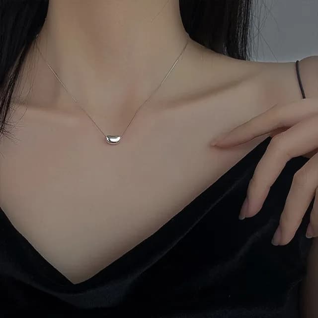 【KT DADA】女項鍊 短鍊 鎖骨鍊 S925純銀項鍊 韓國項鍊 相思豆項鍊 豌豆項鍊 水滴項鍊 閨蜜項鍊 女友禮