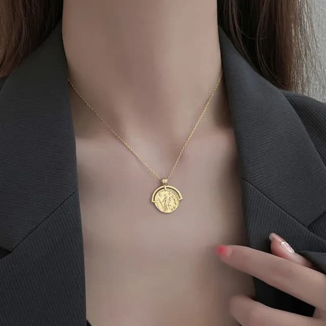 【KT DADA】情人節禮物 包包 項鍊 長項鍊 女生項鍊 韓國飾品 金幣項鍊 錢幣項鍊 情侶項鍊 閨蜜項鍊 復古項 
