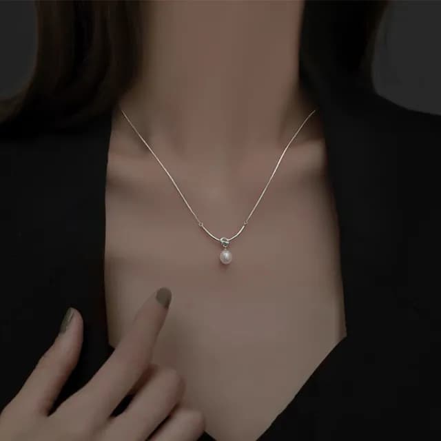 【MoonDy】情人節禮物 包包 S925純銀項鍊  珍珠項鍊 法式項鍊 輕奢項鍊 氣質鎖骨鍊 結繩項鍊 生日禮物 飾品