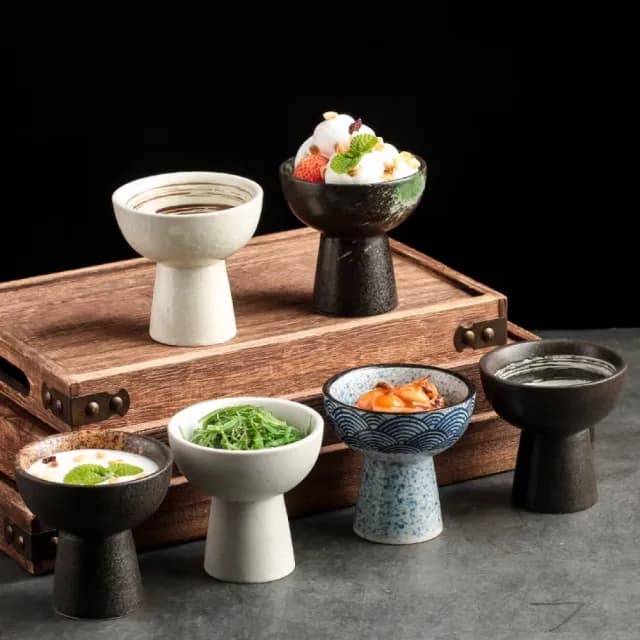 【渥思】復古高腳甜點碗(冰淇淋碗.餐具.碗盤)