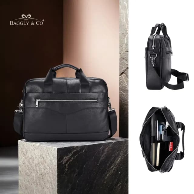 【BAGGLY&CO】父親節禮物 真皮 阿爾比高級商務頭層牛皮男士公事包(真皮包包 電腦包)