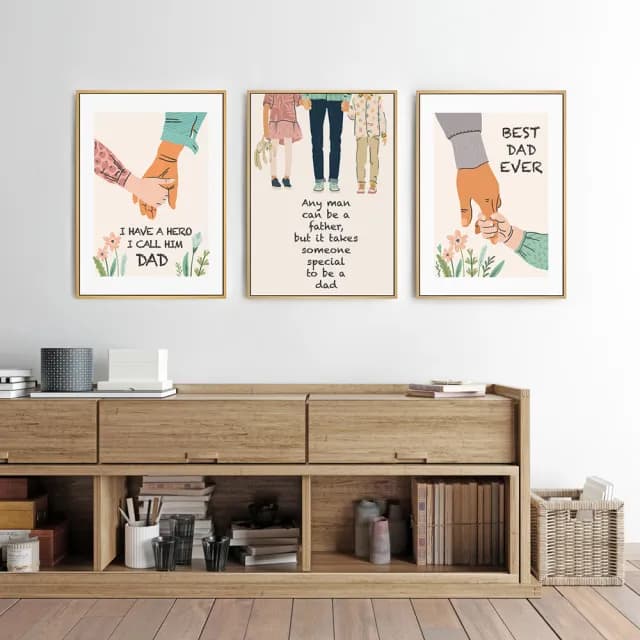 【菠蘿選畫所】MY HERO - 42x60cm(兒童房插畫掛畫/父親節禮物/手繪爸爸掛畫)