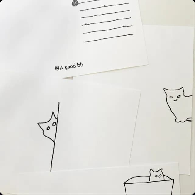 【CLEAN 克林】貓咪雙面明信片(A good bb 明信片 文創 文青 畢業卡 生日卡片 簡約 貓咪 可愛明信片)