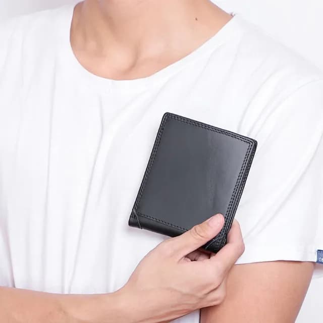 【MoonDy】父親節禮物 男生錢包 牛皮短夾 土防盜短夾 皮包 錢包 仿刮短夾 真皮短夾-復古牛皮 2折皮 黑色短 