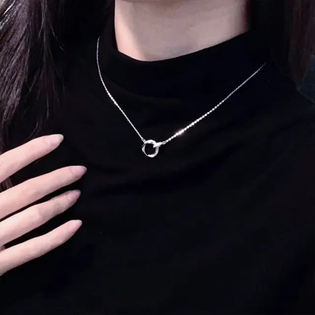 【LEEHER】鋯石項鍊/沙金項鍊/女生項鍊/925純銀/生日禮物/項鍊/純銀項鍊/銀飾/銀鍊/歐美項鍊/銀