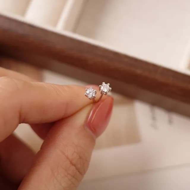 【UME.Acce】父親節禮物 純銀六爪鑽耳環-3MM(純銀 純銀耳環 六爪鑽耳環 單鑽耳環 貼耳耳環 單鑽 鑽耳環 鑲