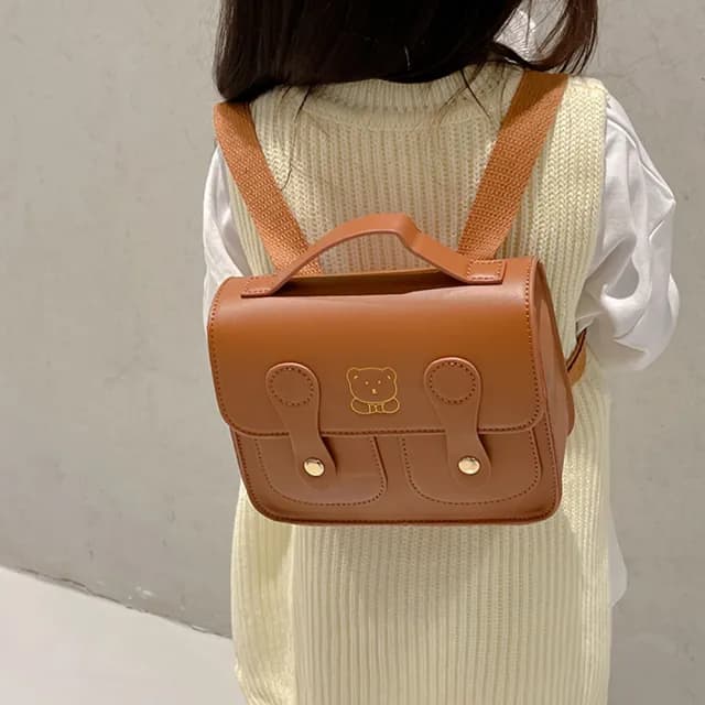 【Starshop】韓版復古風劍橋包 幼稚園/小學後背包 手提包 兒童書包(生日禮物)