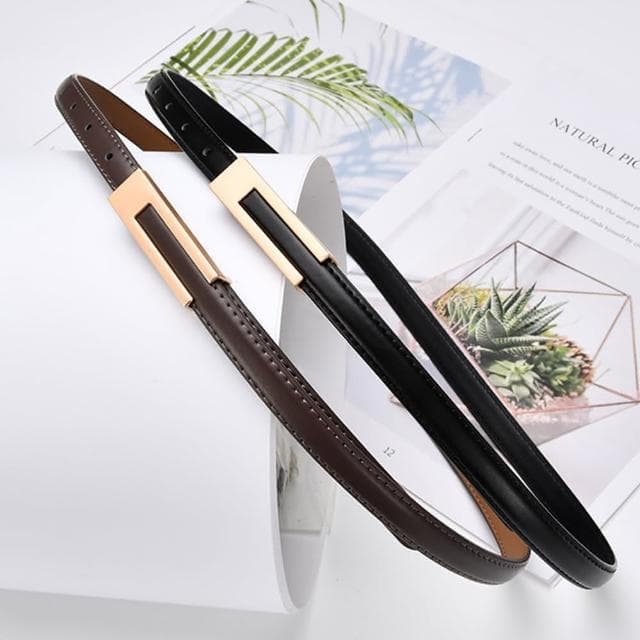 【MoonDy】細皮帶 百搭腰帶 優雅皮帶 高級款 褲帶 腰帶 復古皮帶 小皮帶 女腰帶 精品腰帶 女生禮物 38