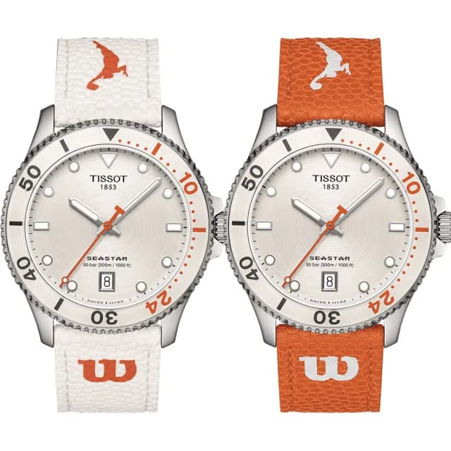 【TISSOT 天梭 官方授權】Seastar Wilson WNBA 石英手錶-40mm 加贈橘色錶帶 禮物(T1204101701100)