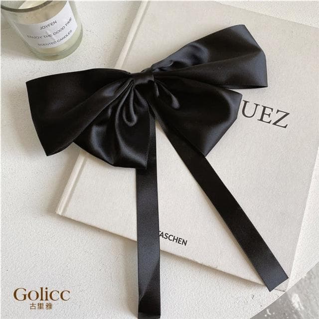 【Golicc】髮圈 明星同款 復古大蝴蝶結飄帶(母親節 生日 情人節 髮飾 頭飾 大腸圈 髮夾 禮物)