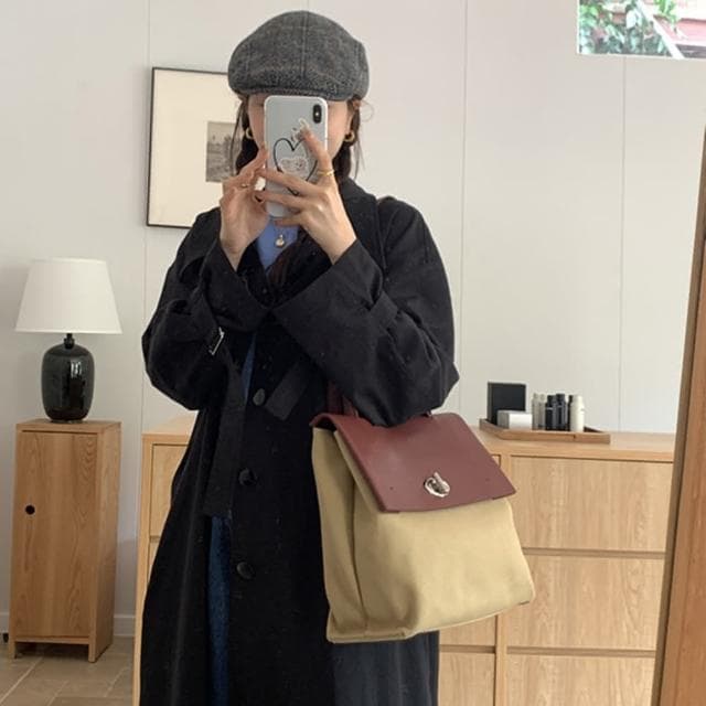 【LEEHER】包包女/多功能包/女生禮物/單肩包/手提包/帆布包/大容量後背包/復古小背包/帆布拼接