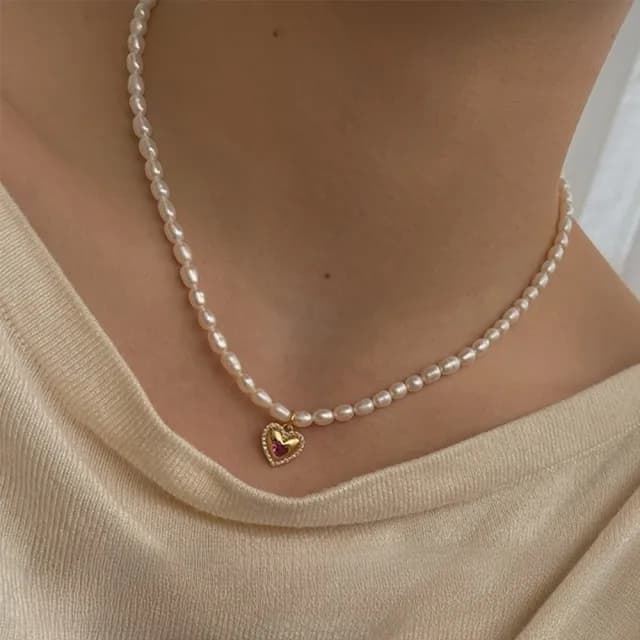 【KT DADA】情人節禮物 包包 項鍊女 鎖骨鏈 串珠項鍊 珍珠項鍊 愛心項鍊 女生項鍊 韓國項鍊 閨蜜項鍊 復古