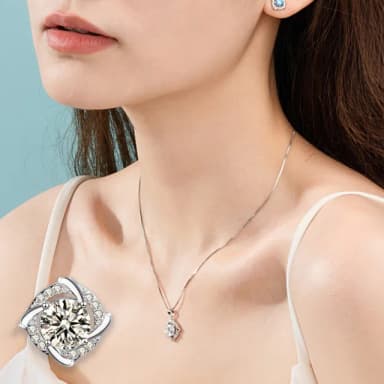 【LEEHER】氣質項鍊/女生禮物/925純銀項鍊/莫桑鋯/飾品/鋯石項鍊/四爪吊墜/生日禮物/鎖骨鍊/短
