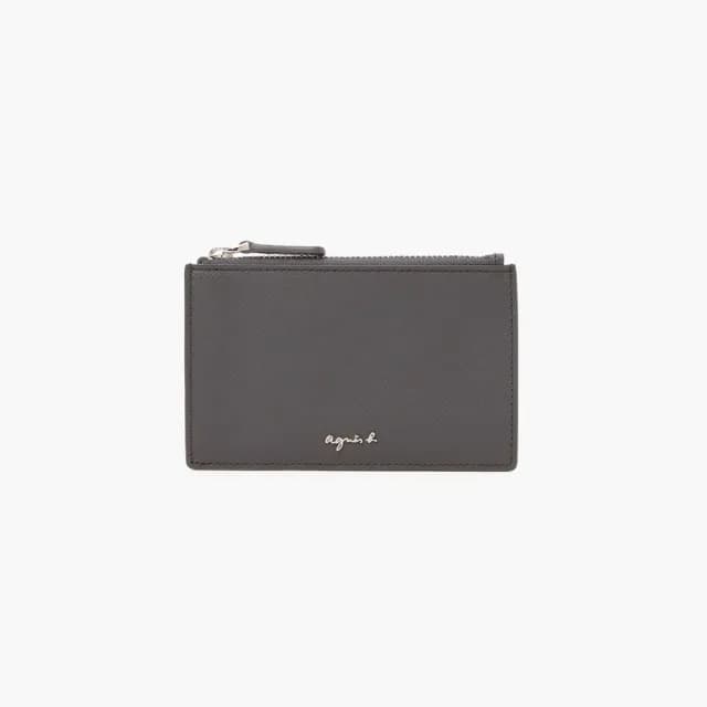 【agnes b.】Voyage 皮革卡片零錢包(灰色)