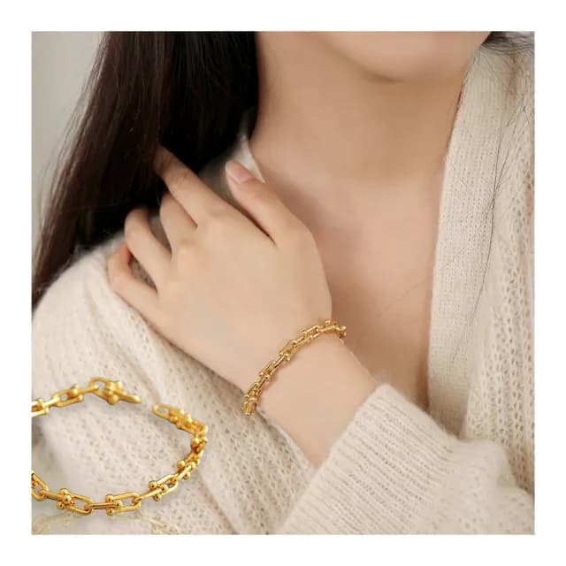 【LEEHER】雙11 馬蹄扣手鏈/U型鎖扣手鏈/銀手鍊/小眾設計/金手鍊/韓國手鍊/情人節禮物/鏈條項鍊