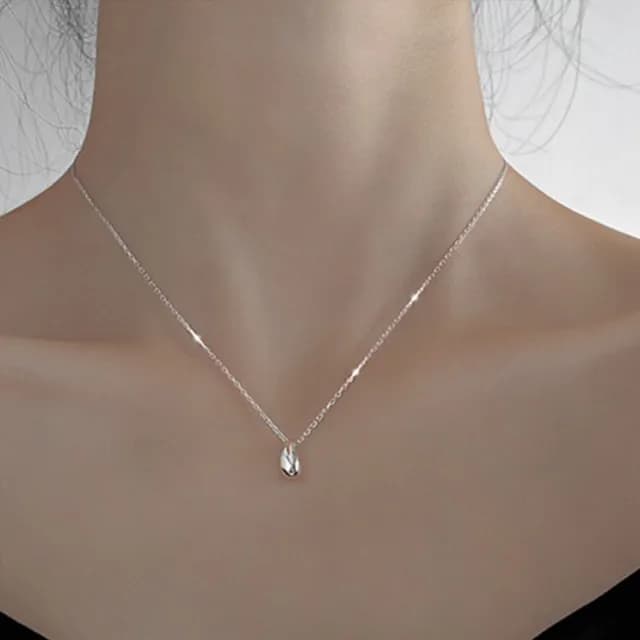 【LEEHER】情人節禮物 女生/短鍊/水滴項鍊/豌豆項鍊/S925純銀項鍊/飾品配件/韓國項鍊/日系項鍊/送禮/女生生