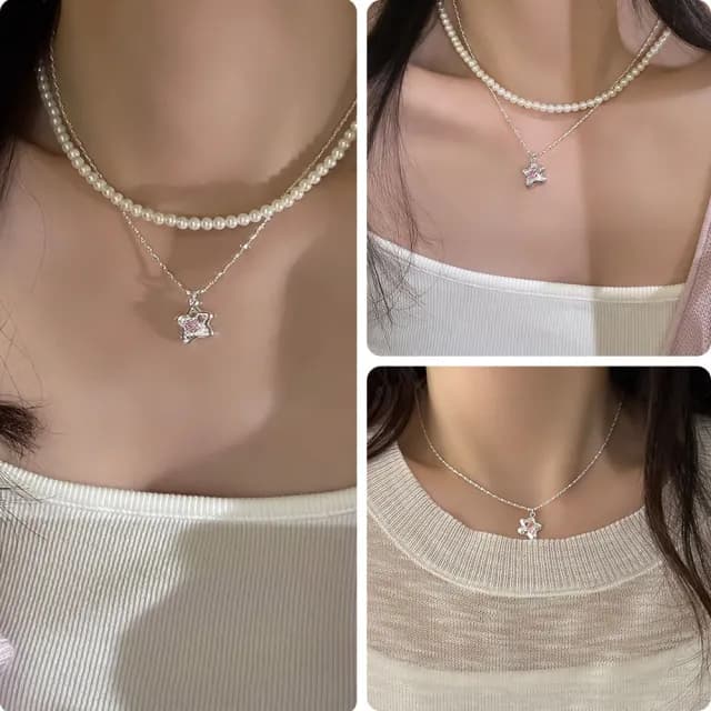 【LEEHER】女生/純銀項鍊/星星項鍊/生日禮物項鍊/ins項鍊/Y2K/鎖骨項鍊/不規則項鍊/情侶禮物/質