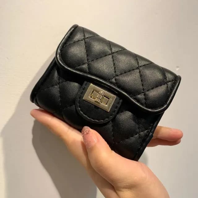【LEEHER】情人節禮物 女生/包包/卡夾/小香風卡包/菱格錢包/羊皮錢包/大容量卡包/迷你錢包/多層證件包/真皮