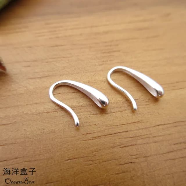 【海洋盒子】迷你小巧一體成形亮面空心小水滴925純銀針勾式耳環(貼耳耳環)