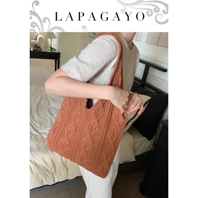 【lapagayo】情人節禮物 復古文青手工編織百搭托特包/購物袋