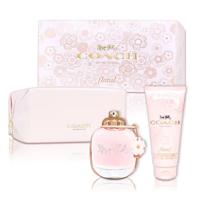 【COACH】芙洛麗女性淡香精 90ml禮盒(身體乳100ML+盥洗包 專櫃公司貨)