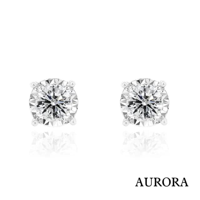 【AURORA 歐羅拉】10分 天然鑽石 18K金  耳環 耳釘