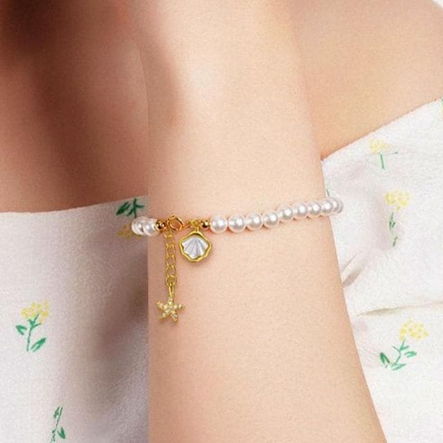 【LEESA】純銀手鍊 可調節 情人節生日禮物 送女友 手鍊 珍珠手鍊 女生手鍊 純銀釦環 飾品 純銀飾品