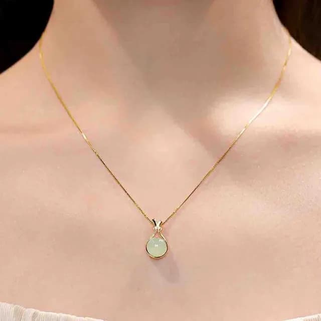 【LEESA】父親節禮物 和闐玉\女生項鍊\細項鍊\葫蘆項鍊\金色項鍊\生日禮物\純銀項鍊\項鍊\鑽石項鍊\開運項