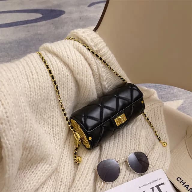 【LEESA】情人節禮物 菱格鏈條包\小香風包包\圓筒包\晚宴包\復古簡約山茶花\女生斜背包\女生側背包\腋下包\
