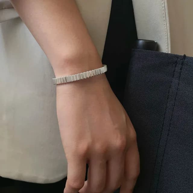 【LEESA】純銀手環\齒輪手鐲\情侶手環\閨蜜手環\簡約手環\不規則手環個性手環\銀手環\禮物\生日