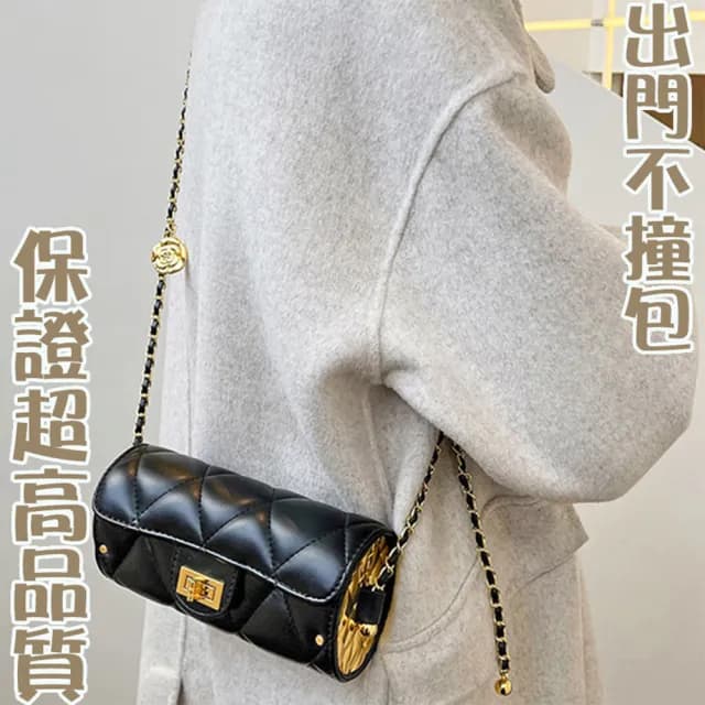 【MoonDy】情人節禮物 包包 女生包包 包包女 小香風包包 菱格鏈條包 圓筒包 晚宴包 復古簡約山茶花 女生斜