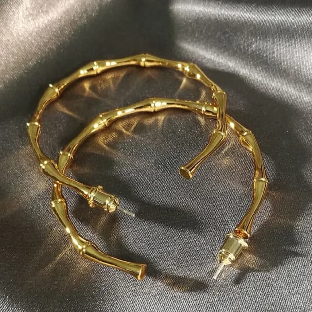 【KT DADA】情人節禮物 包包 純銀耳環 純銀飾品 歐美飾品 竹節造型耳環 大耳環 個性耳環 圈圈耳環 韓國耳環