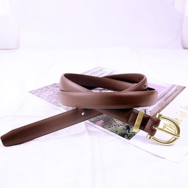 【KT DADA】女款皮帶 細腰帶 細皮帶 皮具 韓國皮帶 白色皮帶 禮物 真皮腰帶 復古皮帶 精品皮帶 牛皮皮帶