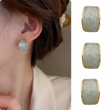 【LEESA】k金耳環\C型耳環\圈圈耳環\琺瑯耳環\復古耳環\浮誇耳環\水鑽耳環\正韓耳環\生日禮物\ 