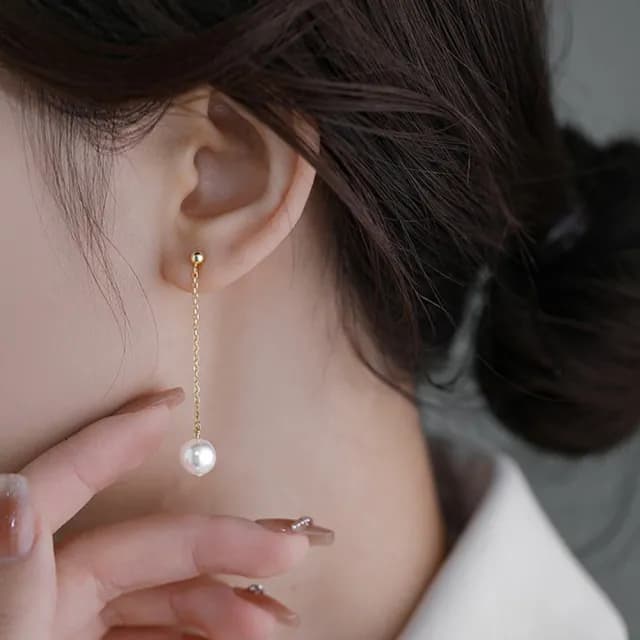 【MoonDy】情人節禮物 珍珠耳環 長耳環 韓國耳環 耳環 耳釘 飾品 S925純銀耳環 法式耳環 氣質耳環 垂墜式耳